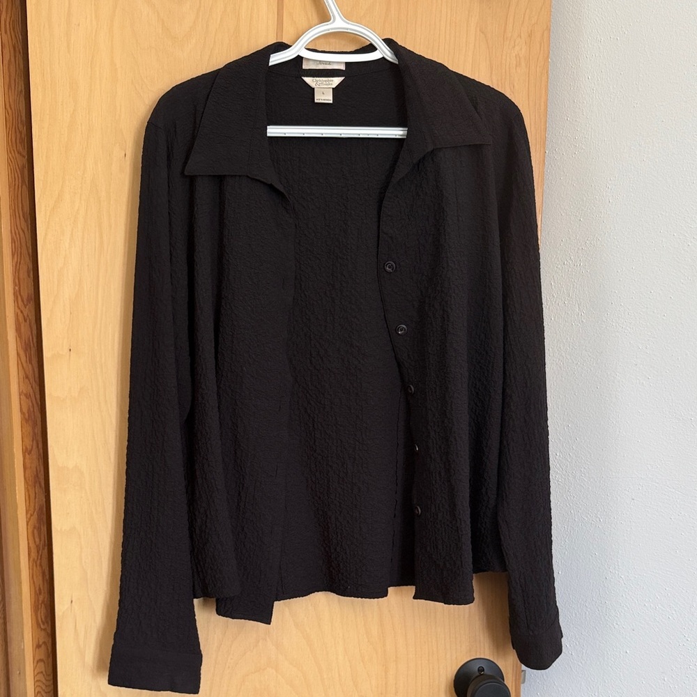 Christopher & Banks Black Textured Top